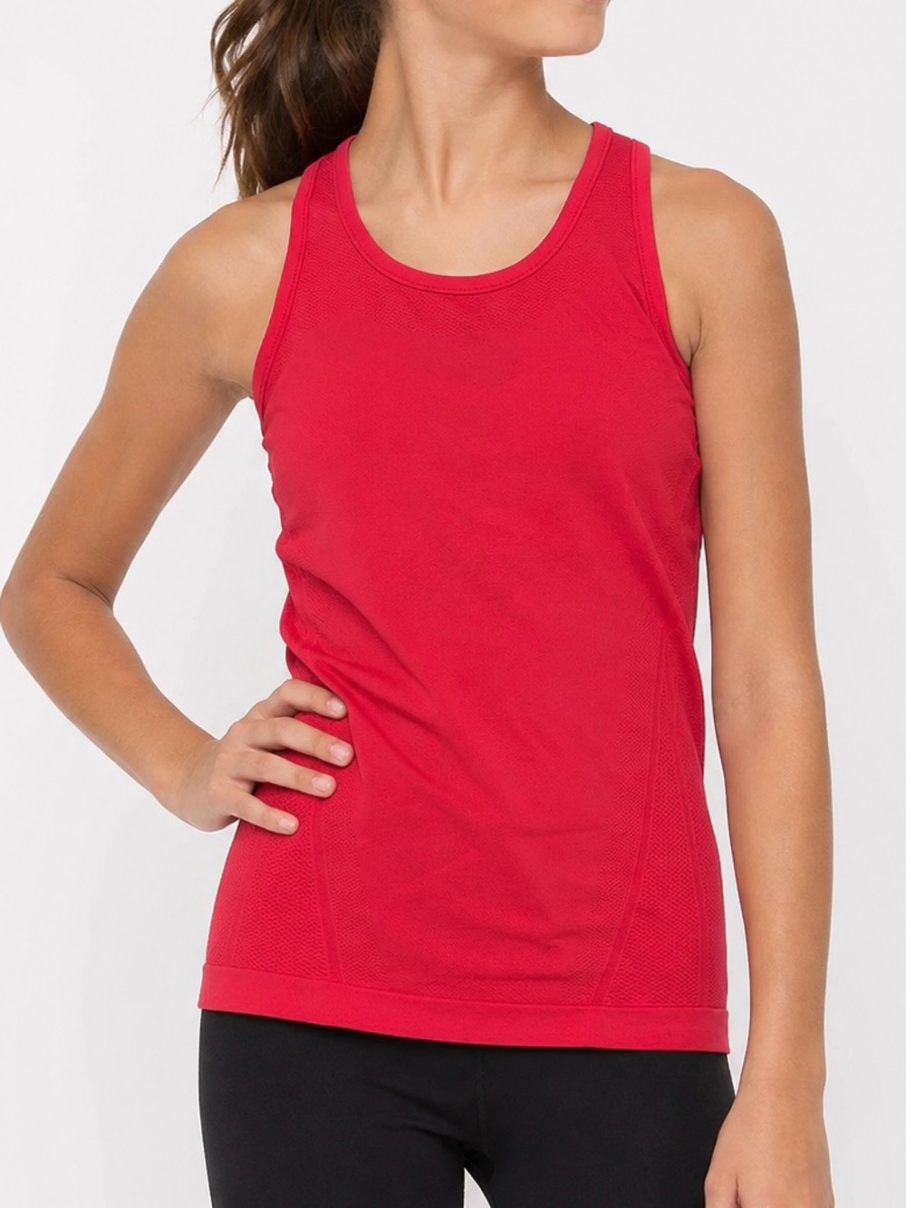 Athleta Girl Power Up Seamless Tank Top XL 14 Red Sporty Prep Elevated Casual